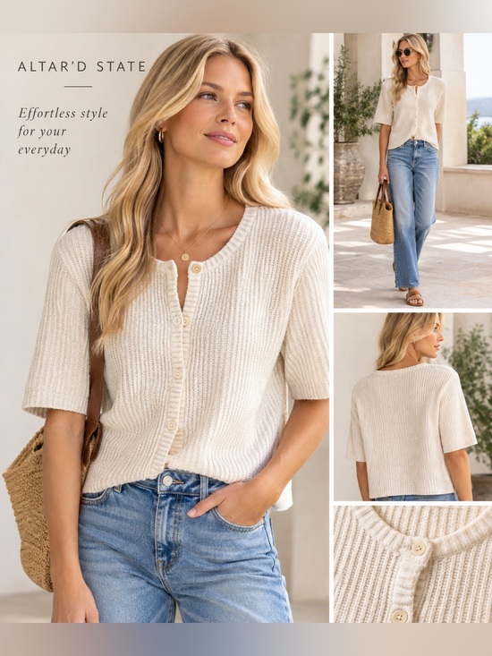 Altar'd State Sweaters - Altar'd State Kiley Short Sleeve Cardigan